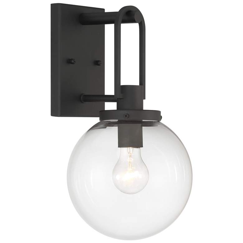 Image 1 Great Outdoors Wenston 1-Light 8-in Black Outdoor Wall Mount with Shades