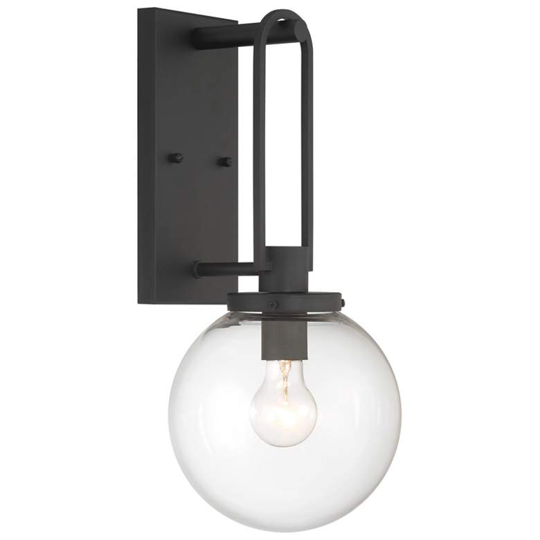 Image 1 Great Outdoors Wenston 1-Light 8-in Black Outdoor Wall Mount with Shades