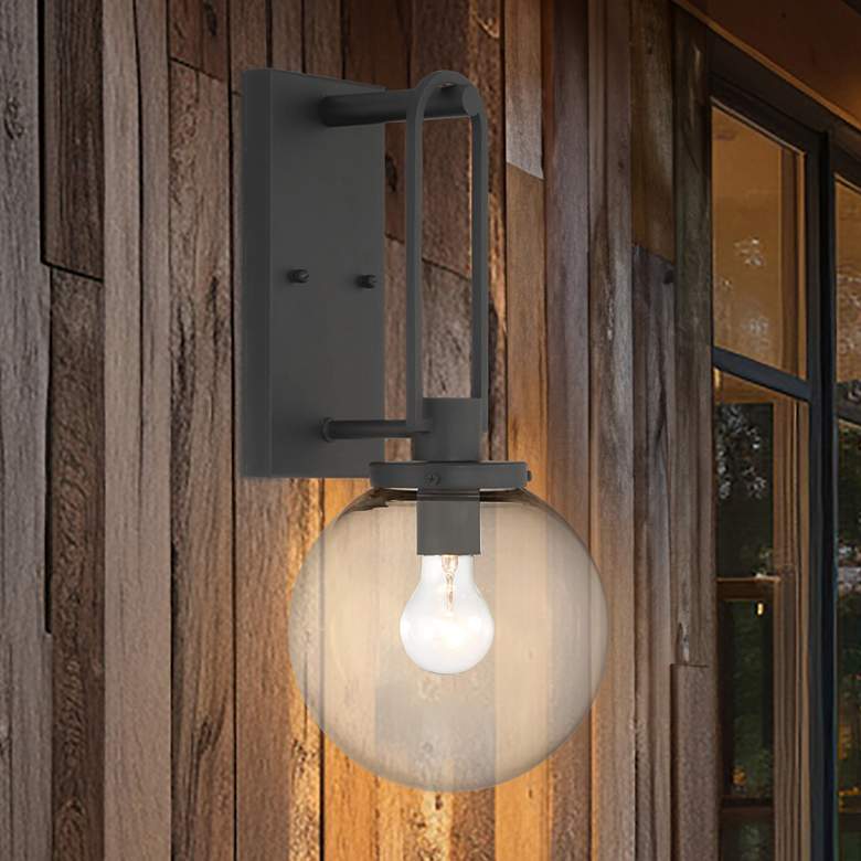 Image 5 Great Outdoors Wenston 1-Light 8-in Black Outdoor Wall Mount with Shades more views