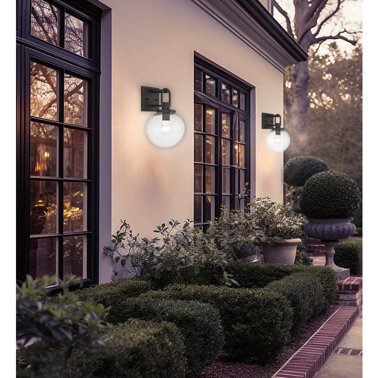 Image 5 Great Outdoors Wenston 1-Light 8-in Black Outdoor Wall Mount with Shades more views