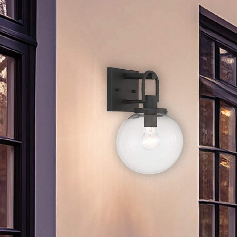 Image 6 Great Outdoors Wenston 1-Light 8-in Black Outdoor Wall Mount with Shades more views