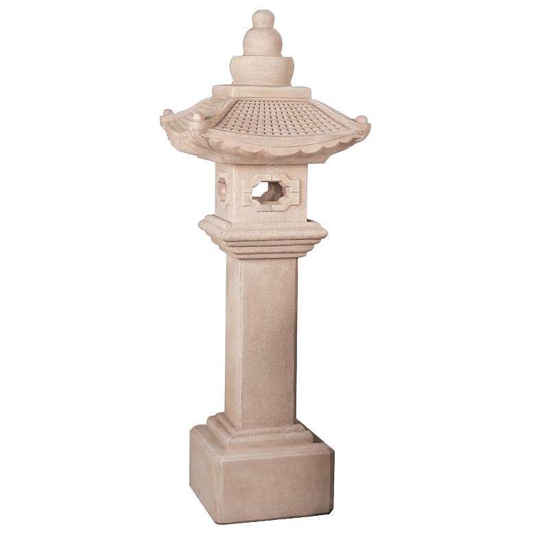 Great Tall Pagoda Lantern 79&quot; High Ivory Garden Accent