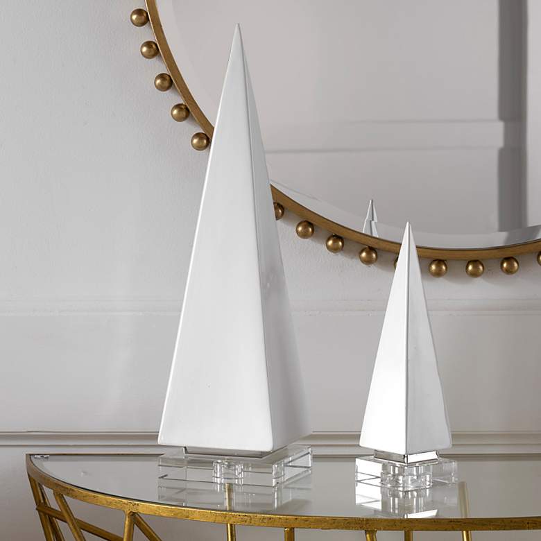 Image 1 Great White Ceramic Pyramids Set of 2