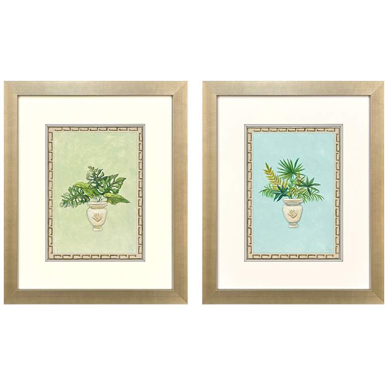 Image 1 Grecian Vase Palm II 19"W x 23"H Framed Art Set of 2