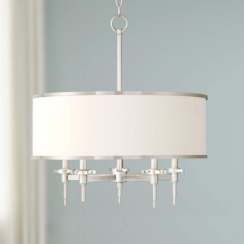 Image 1 Greco 23 inch Wide Brushed Nickel 5-Light Pendant