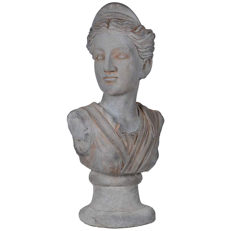 Image 1 Greek Goddess 30 3/4" High Gray Bust Statue