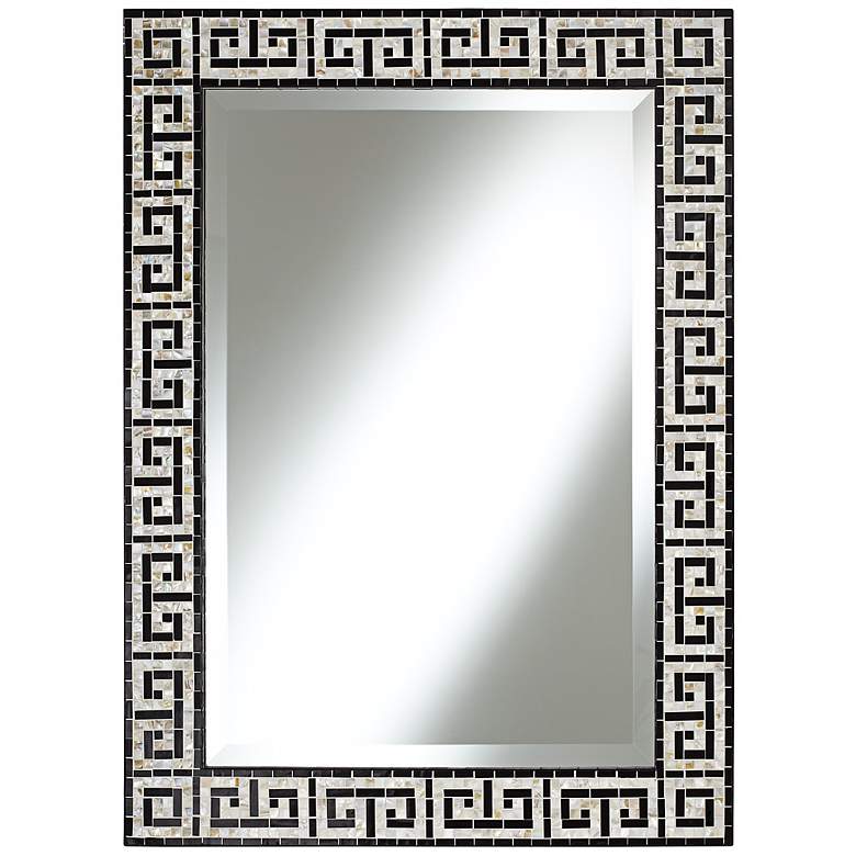 Image 1 Greek Key 37 inch High Black Tile Mosaic Wall Mirror