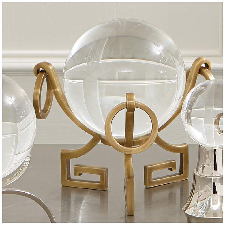 Image 1 Greek Key 8" Wide Brass Metal Stand