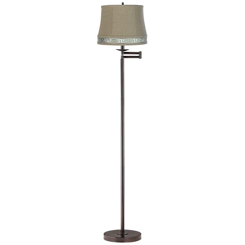 Image 1 Greek Key Bronze Swing Arm Floor Lamp