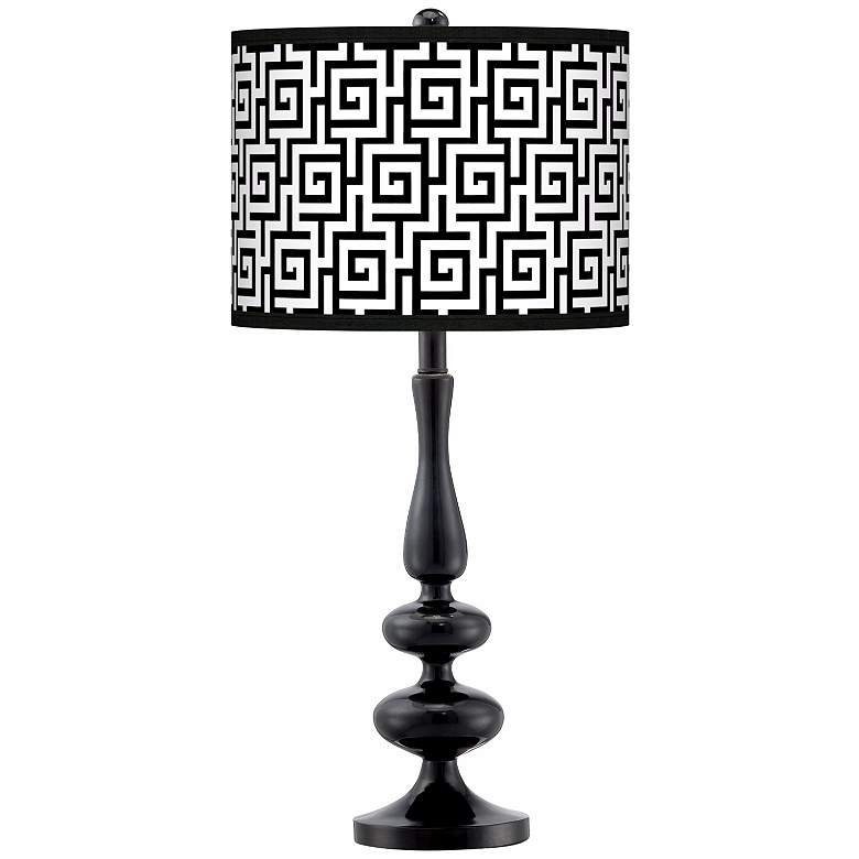 Image 1 Greek Key Giclee Paley Black Table Lamp