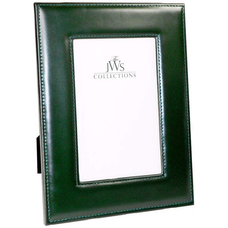 Image 1 Green 4x6 Cowhide Leather Photo Frame