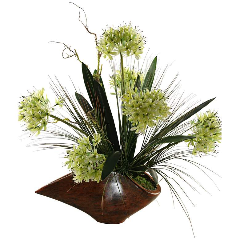 Image 1 Green Agapanthus with Foliage 26 inch High in Woodtone Planter