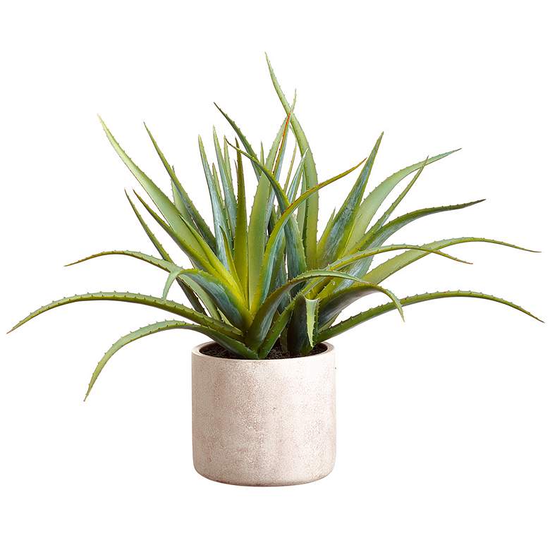 Image 1 Green Aloe 21" High Faux Plant in Cement Vase