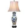 1_Green And Blue Floral 29" Porcelain Vase Table Lamp