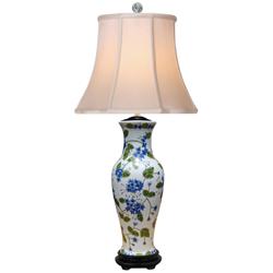 Green And Blue Floral 29" Porcelain Vase Table Lamp