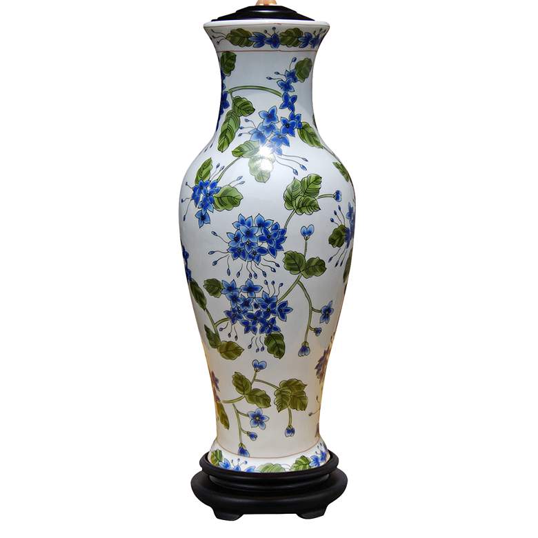 Image 3 Green And Blue Floral 29" Porcelain Vase Table Lamp more views