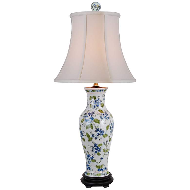 Image 2 Green And Blue Floral Porcelain Vase Table Lamp