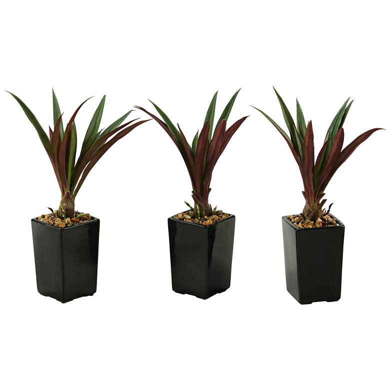Image 1 Green and Burgundy Lily Grass 16 inchH in Set of 3 Planters