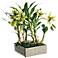 Green and Cream Star Orchid 18" High Faux Plant in Basket