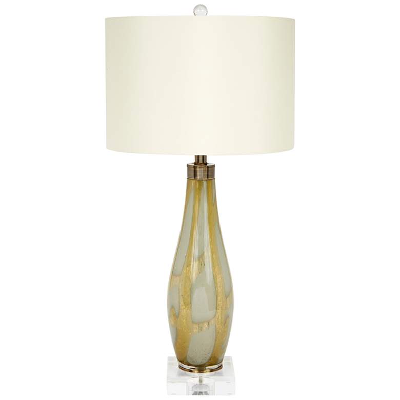 Image 1 Green and Gold 31 1/2" High Hand-Blown Glass Vase Table Lamp