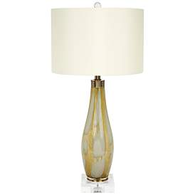 Image1 of Green and Gold 31 1/2" High Hand-Blown Glass Vase Table Lamp