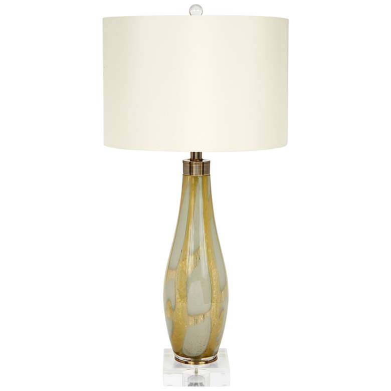 Image 1 Green and Gold 31 1/2 inch High Hand-Blown Glass Vase Table Lamp