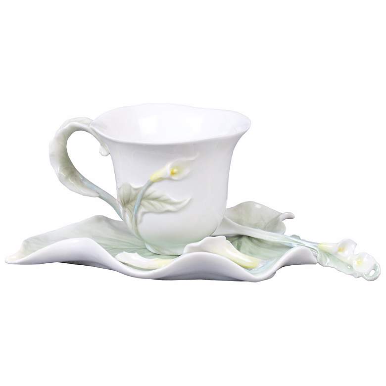 Image 1 Green and Ivory Calla Lily Coffee Cup Set