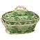 Green and White Porcelain 14" Wide Tureen
