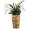 Green Areca Grass and Succulents 33"H in Tall Square Basket 