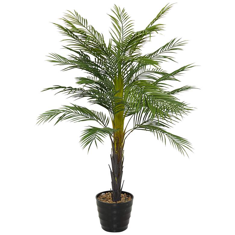 Image 2 Green Areca Palm Tree 43"H Faux Plant in Black Melamine Pot