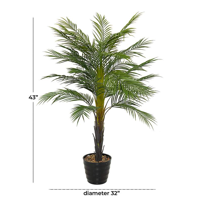 Image 5 Green Areca Palm Tree 43"H Faux Plant in Black Melamine Pot more views