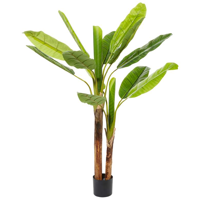 Image 1 Green Artifical Banana Tree 53 inch High Faux Plant in Pot