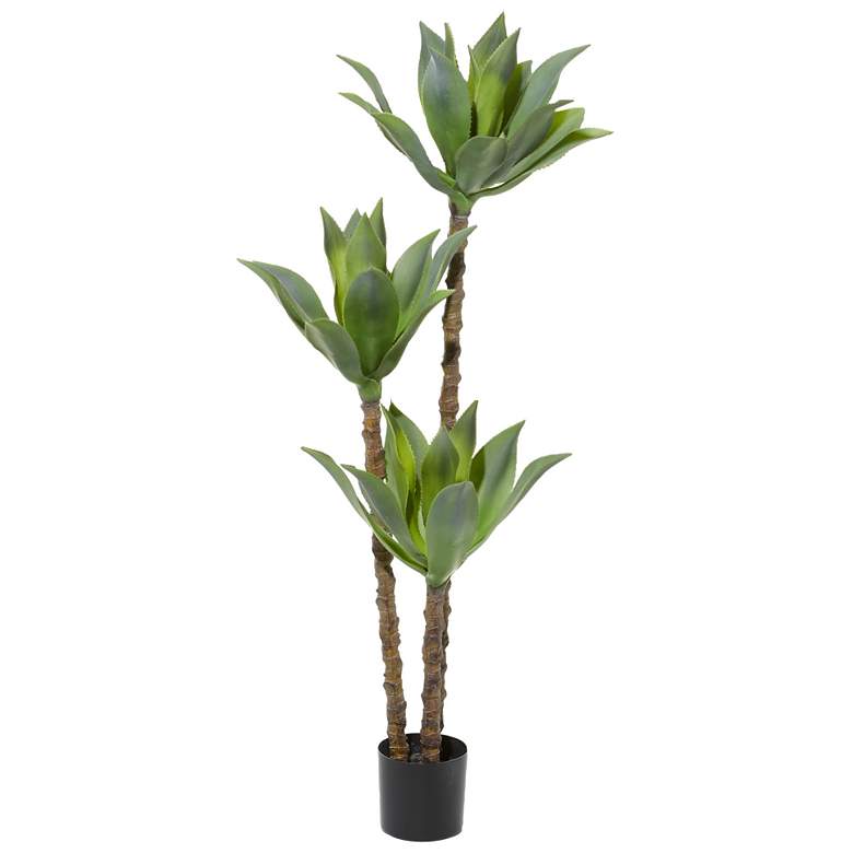 Image 1 Green Artifical Foliage Tree 59" High Faux Plant in Pot