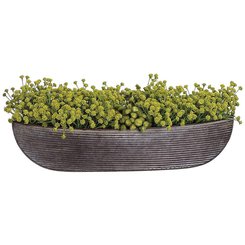 Image 1 Green Baby&#39;s Breath 22 inch Wide Faux Flowers in Pot
