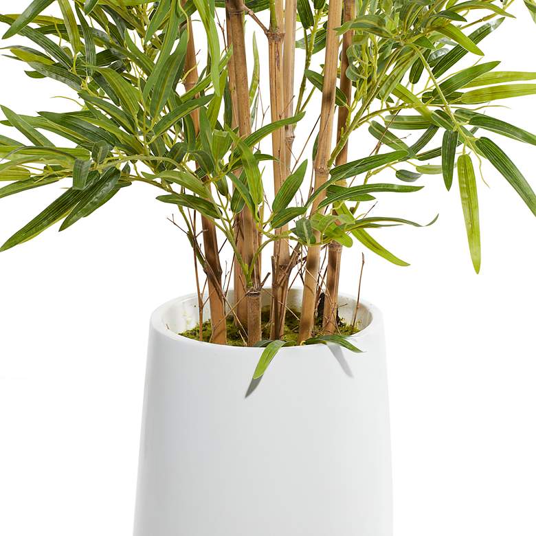 Image 3 Green Bamboo Tree 53 1/2" High Faux Plant in Black Pot more views