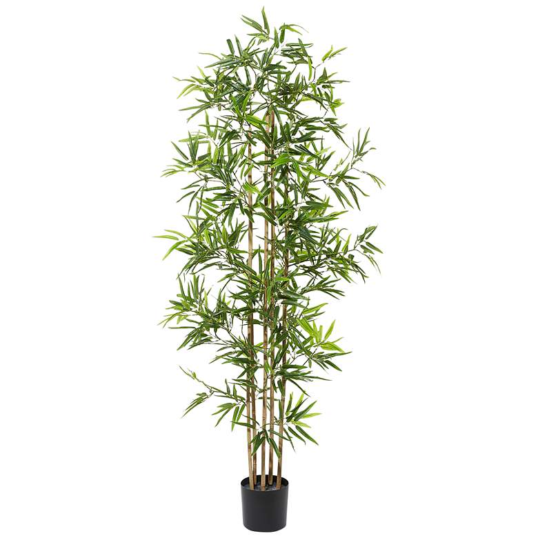 Image 2 Green Bamboo Tree 72" High Faux Plant in Black Pot