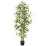 Green Bamboo Tree 72" High Faux Plant in Black Pot