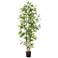 Green Bamboo Tree 72" High Faux Plant in Black Pot