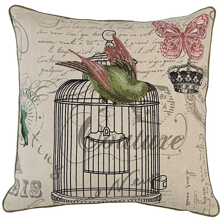 Image 1 Green Bird Couture 18 inch Square Down Throw Pillow
