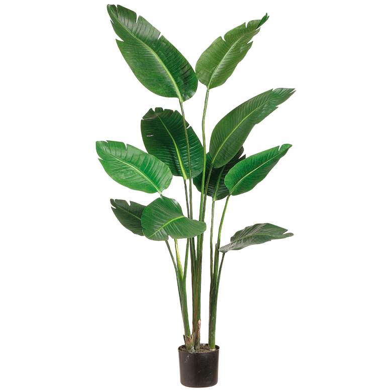 Image 1 Green Bird of Paradise 70 inchH Faux Plant in Gray Plastic Pot