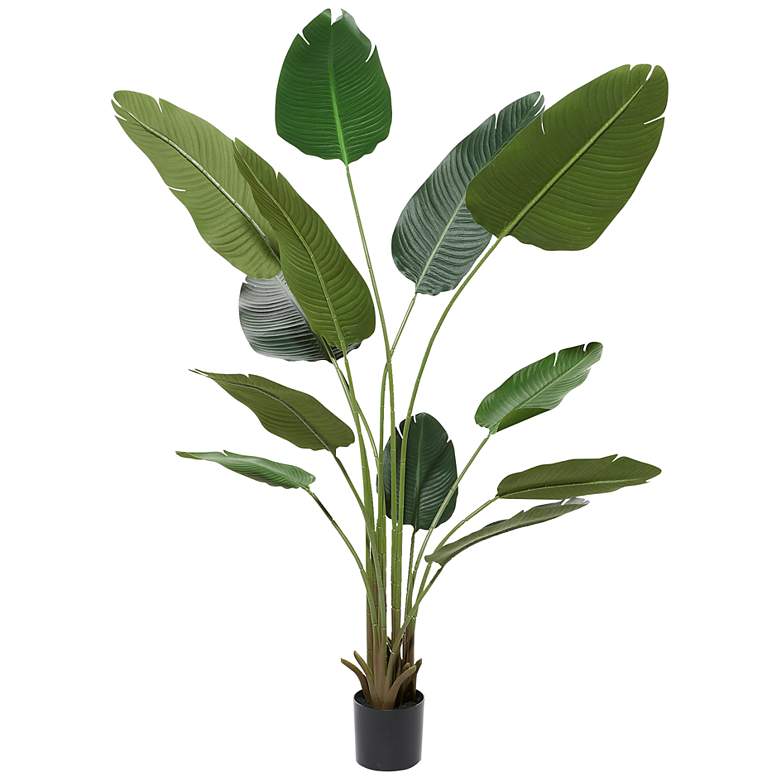 Image 2 Green Bird of Paradise Tree 69 1/2 inchH Faux Plant in Black Pot