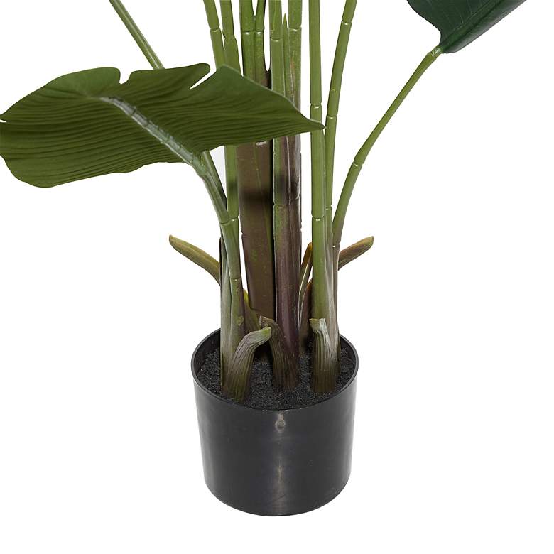 Image 4 Green Bird of Paradise Tree 69 1/2 inchH Faux Plant in Black Pot more views