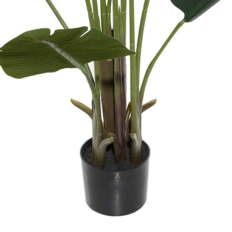 Image 4 Green Bird of Paradise Tree 69 1/2"H Faux Plant in Black Pot more views