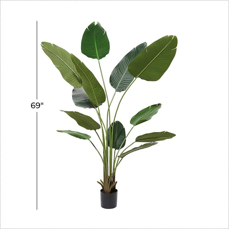 Image 6 Green Bird of Paradise Tree 69 1/2"H Faux Plant in Black Pot more views