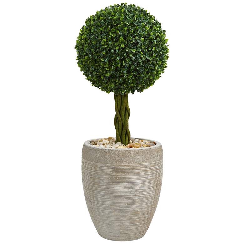 Image 1 Green Boxwood Ball Topiary 30 inchH Faux Plant in Oval Planter
