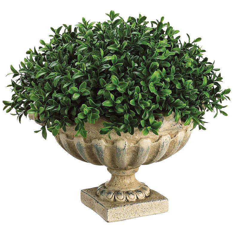 Image 1 Green Boxwood Dome 14 inch Wide Faux Plant in Urn
