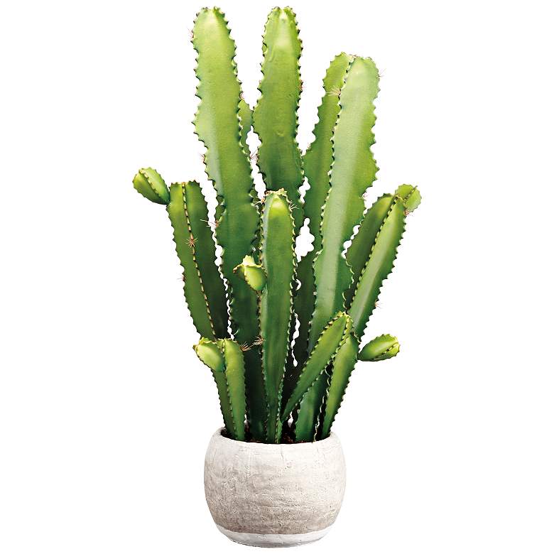 Image 1 Green Cactus 35 inch High Faux Plant in Terra Cotta Pot
