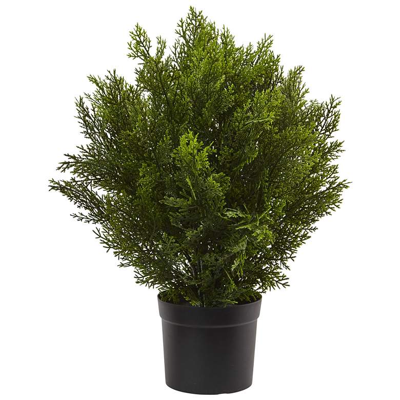 Image 2 Green Cedar Bush 24" High Faux Plant in Planter