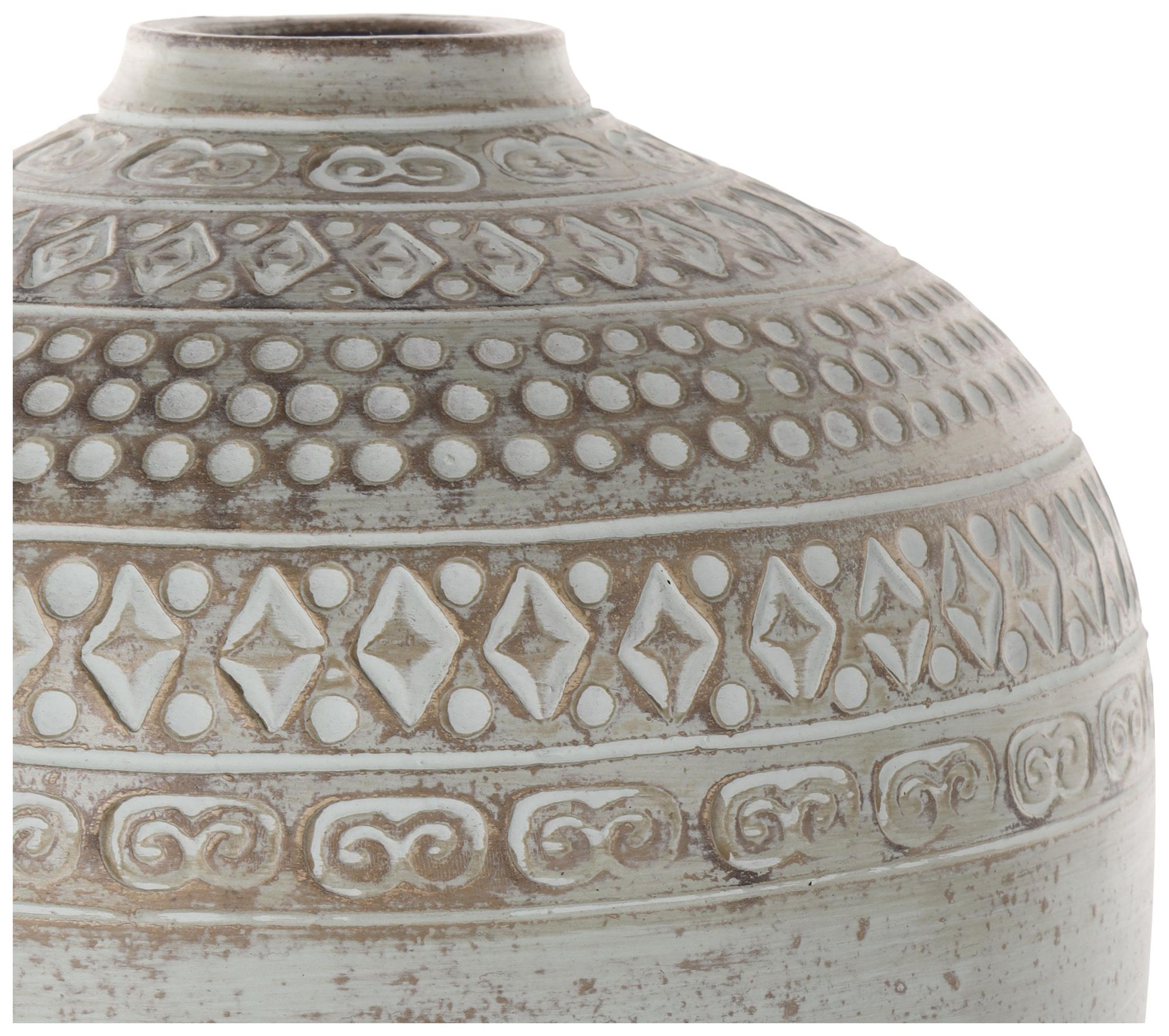 Image 4 Green Ceramic Farmhouse Vase, 11" x 11" x 15" more views