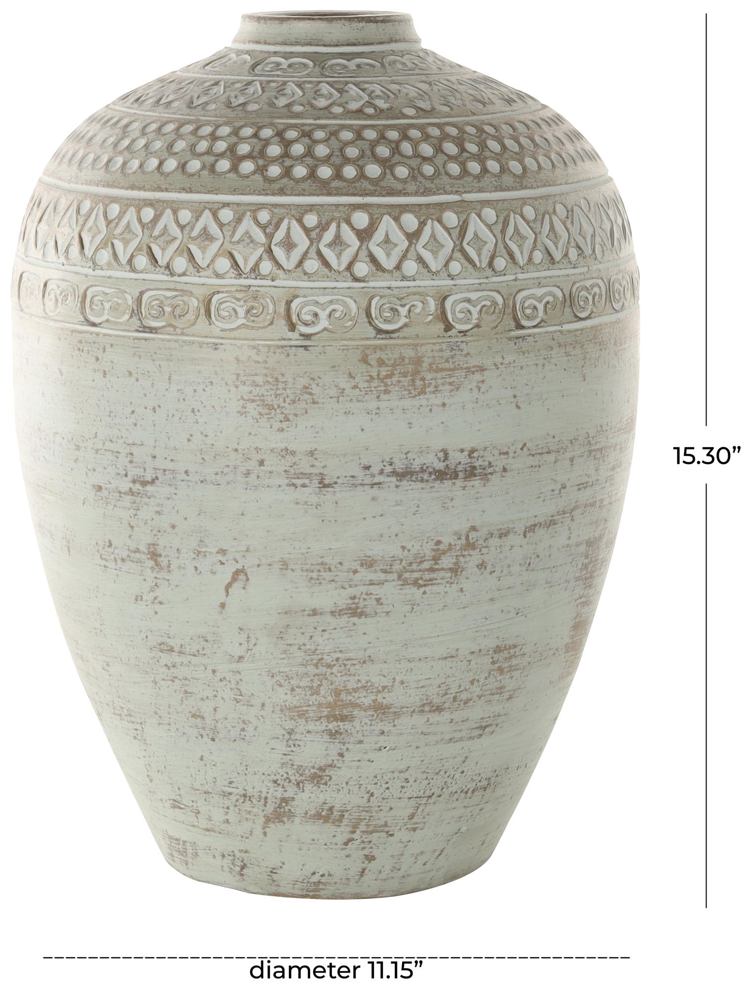 Image 7 Green Ceramic Farmhouse Vase, 11" x 11" x 15" more views